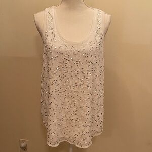 Sequin Embellished white Tank Top